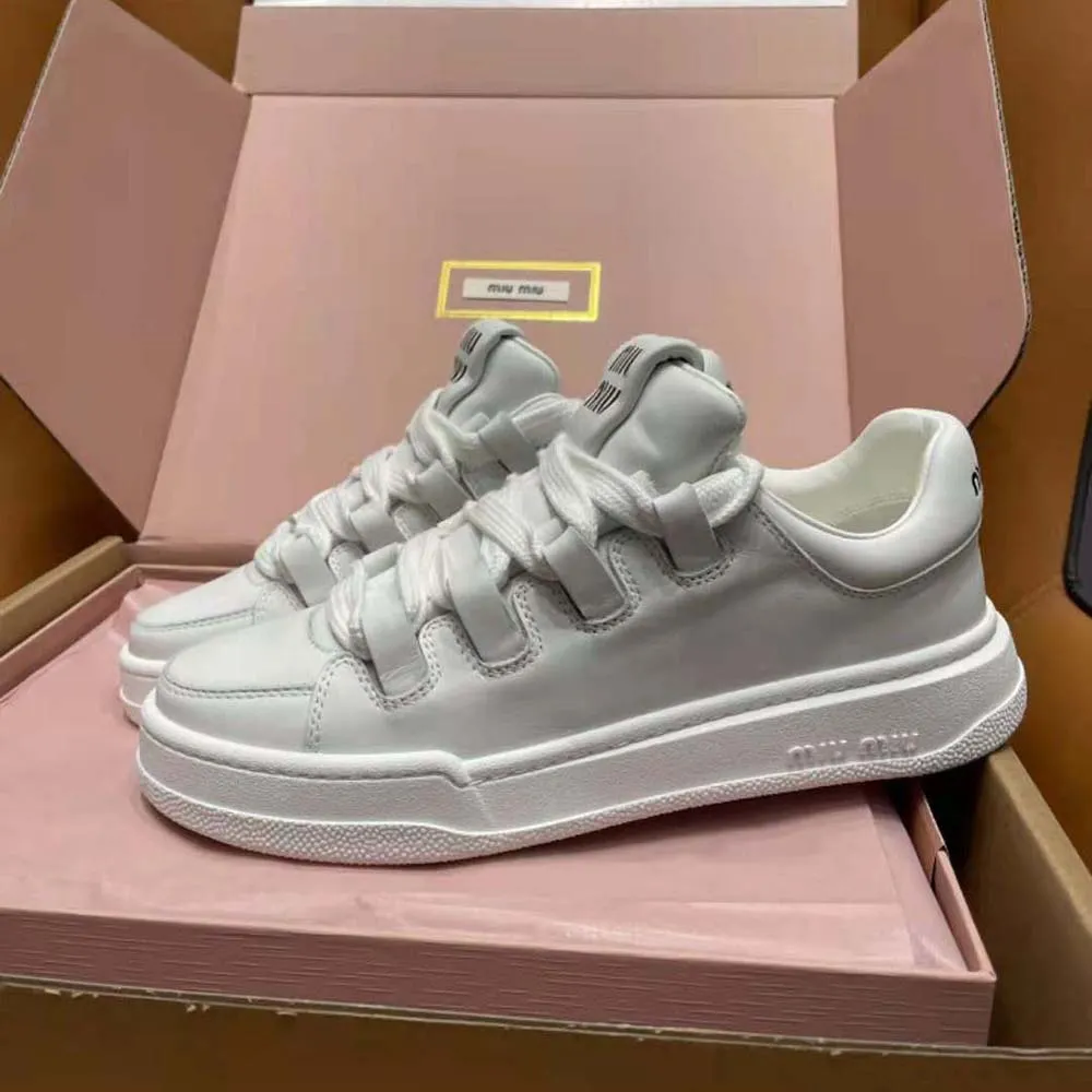 Miu Miu Zapatillas Mujer De Piel Con Logo De Letras