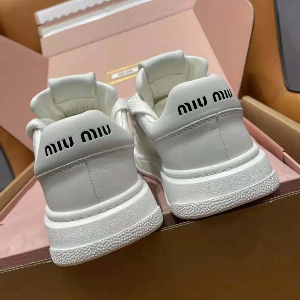 Miu Miu Zapatillas Mujer De Piel Con Logo De Letras