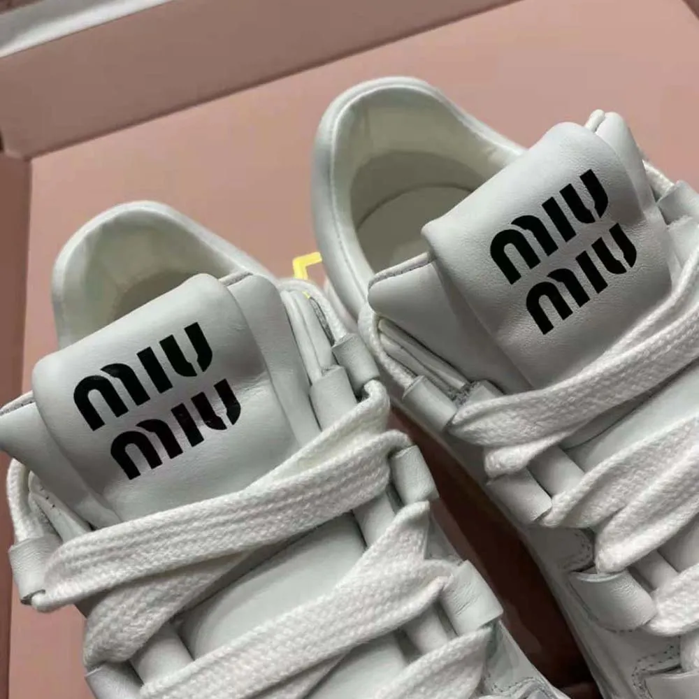 Miu Miu Zapatillas Mujer De Piel Con Logo De Letras