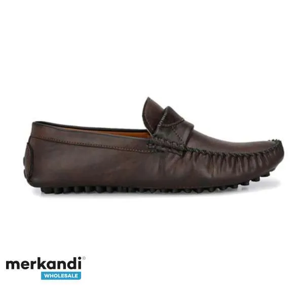 Mocasín de cuero Made in Portugal para hombre – Marca Osmose, Nuevo grado A con cartones para zapatos