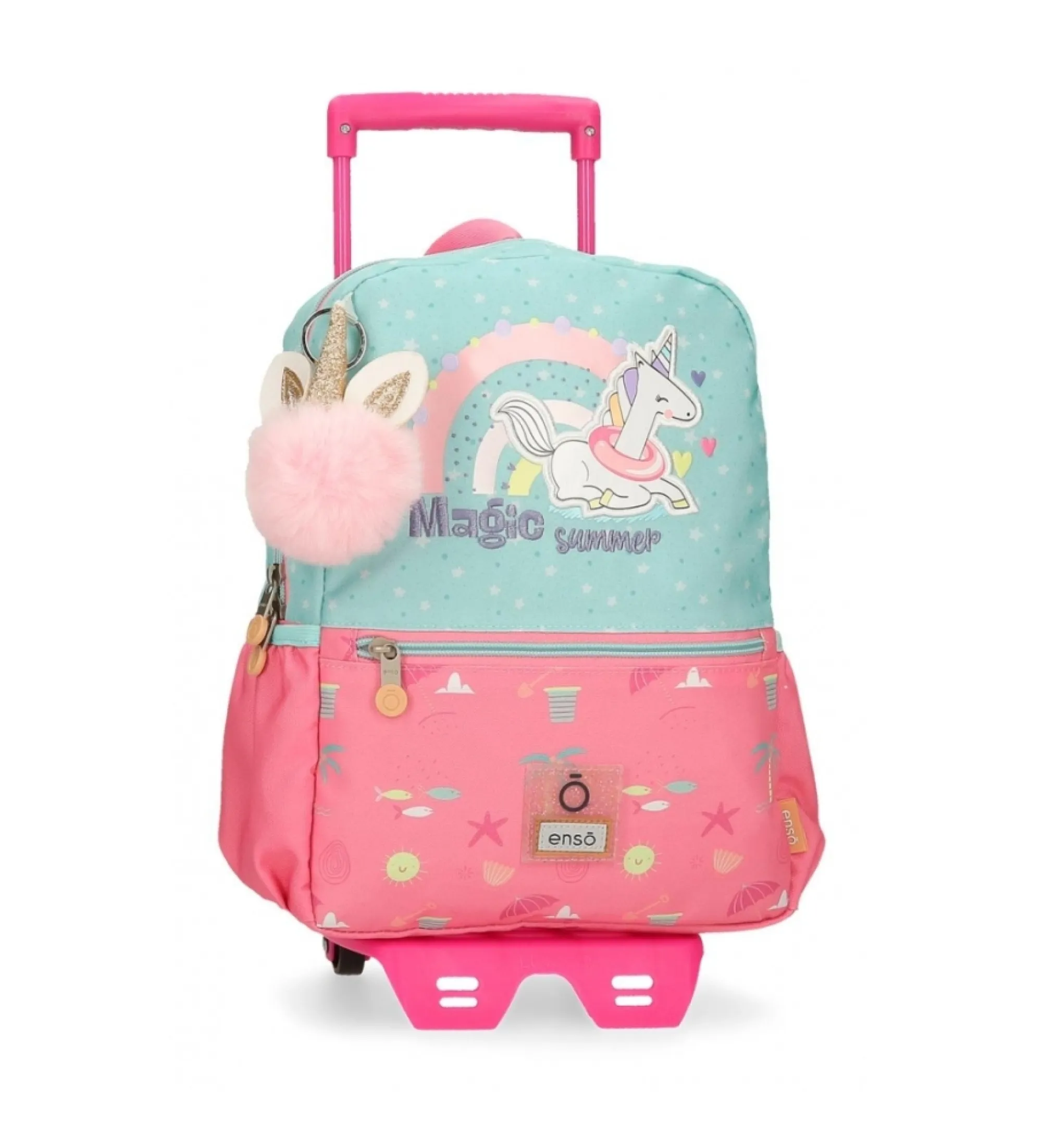 Mochila de paseo Enso Magic summer 32 cm con carro turquesa