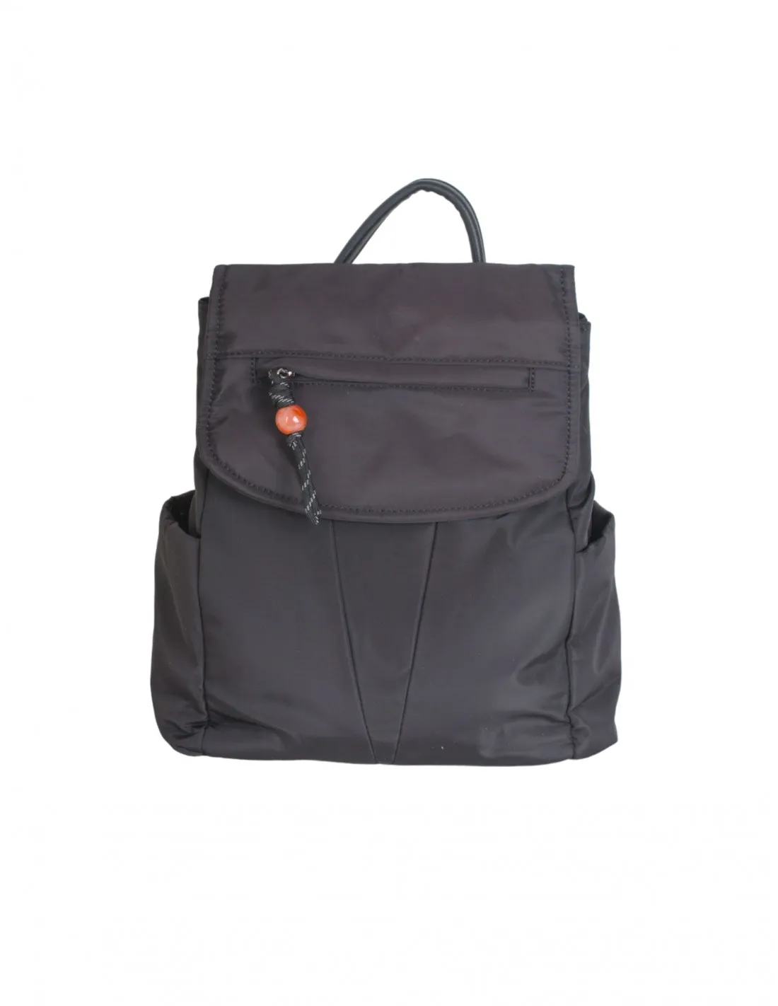 Mochila Nylon Negra Solapa