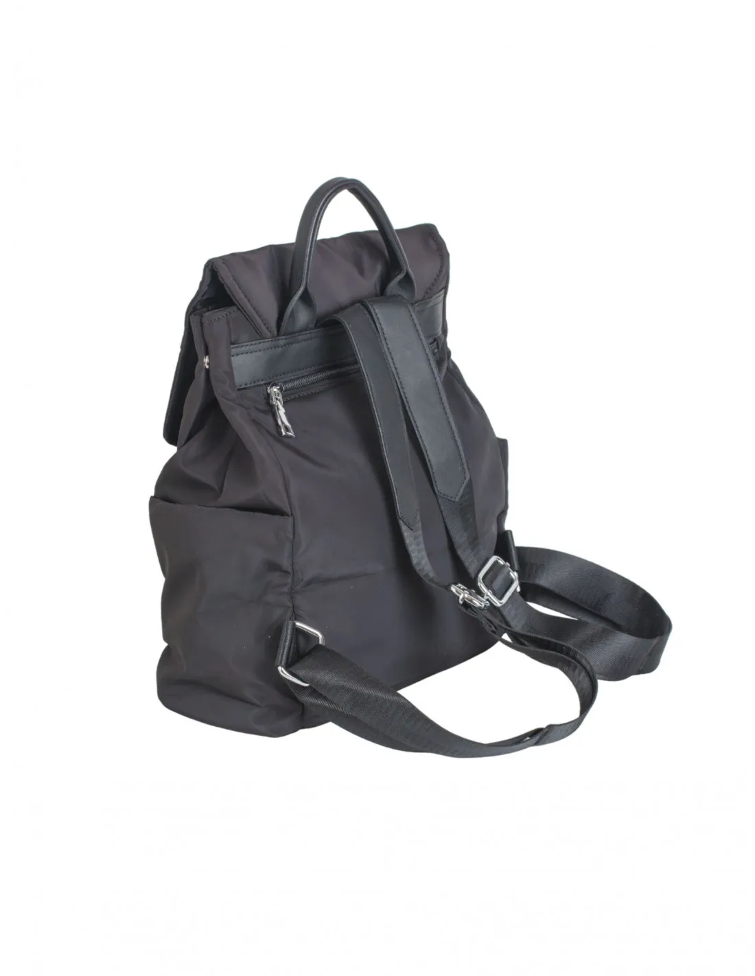 Mochila Nylon Negra Solapa