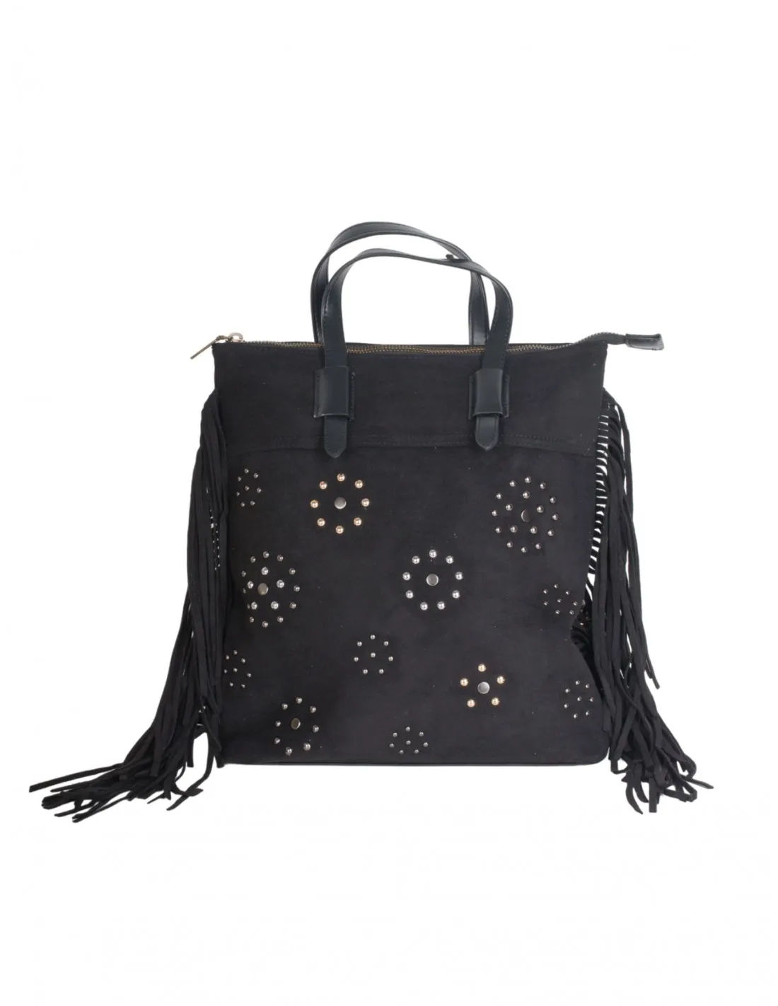 Mochila Tachuelas Flecos Negra