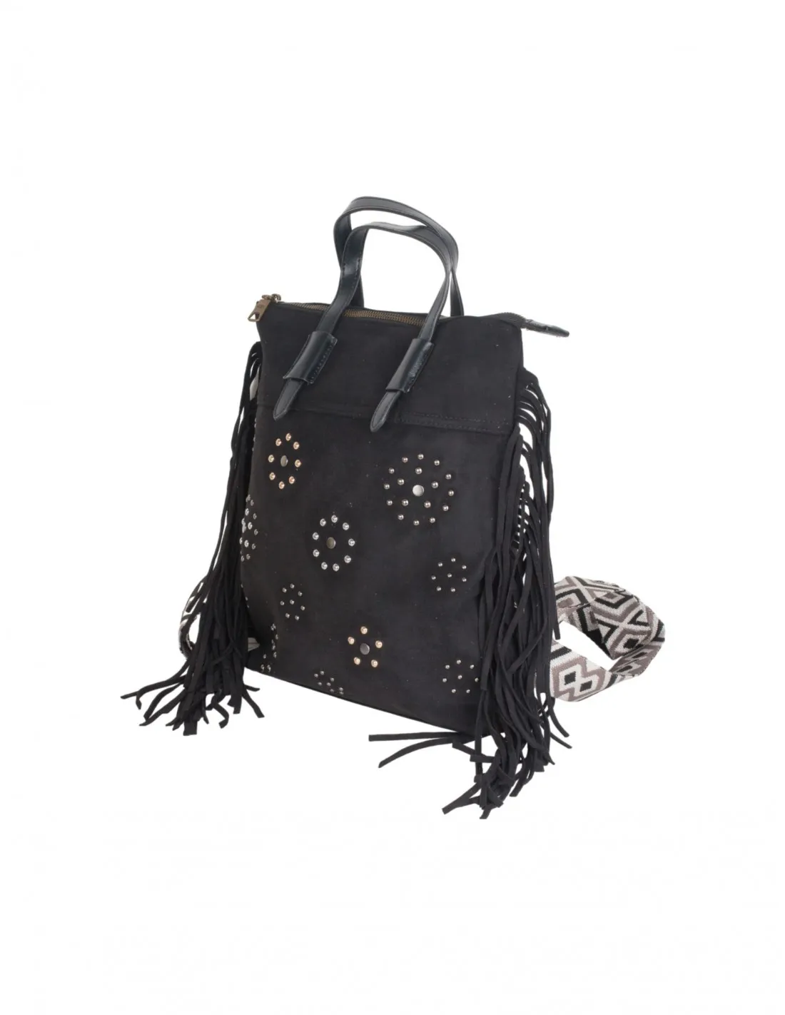 Mochila Tachuelas Flecos Negra