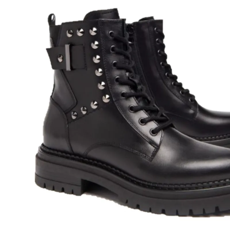 NEROGIARDINI 205895D Negro Bota tipo militar tachas cordones mujer