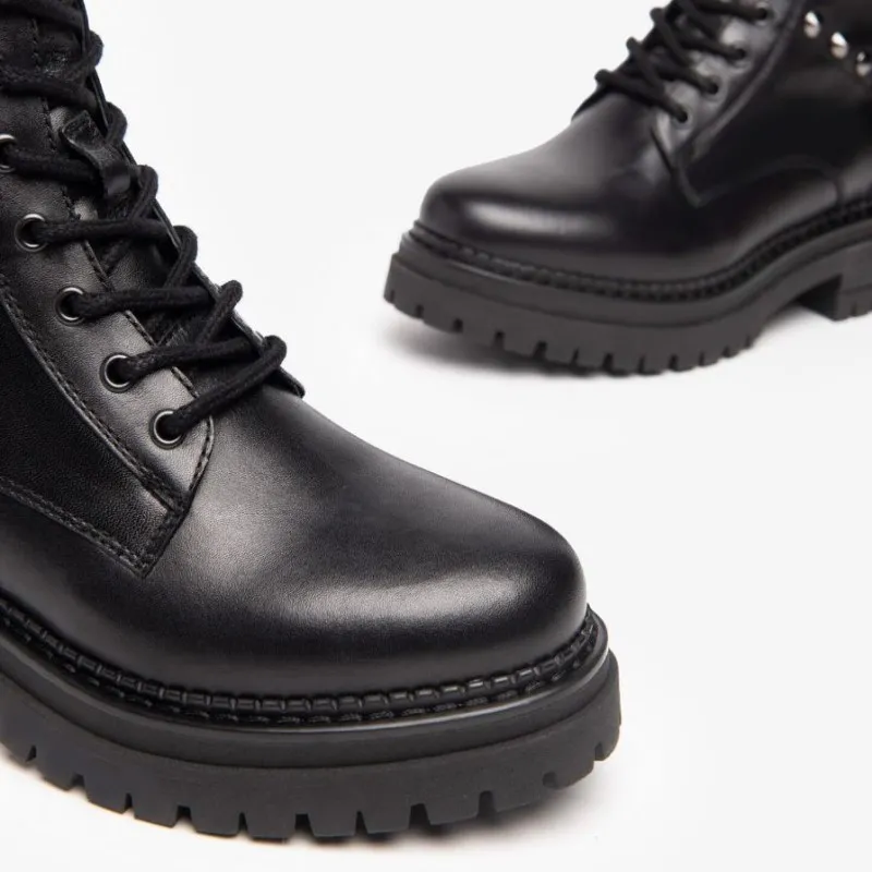 NEROGIARDINI 205895D Negro Bota tipo militar tachas cordones mujer