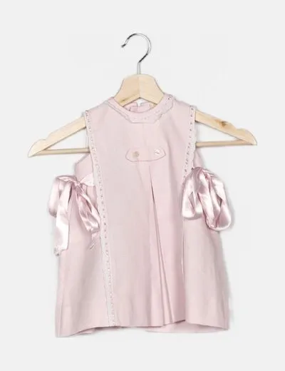 NoName Vestido rosa detalles lazos