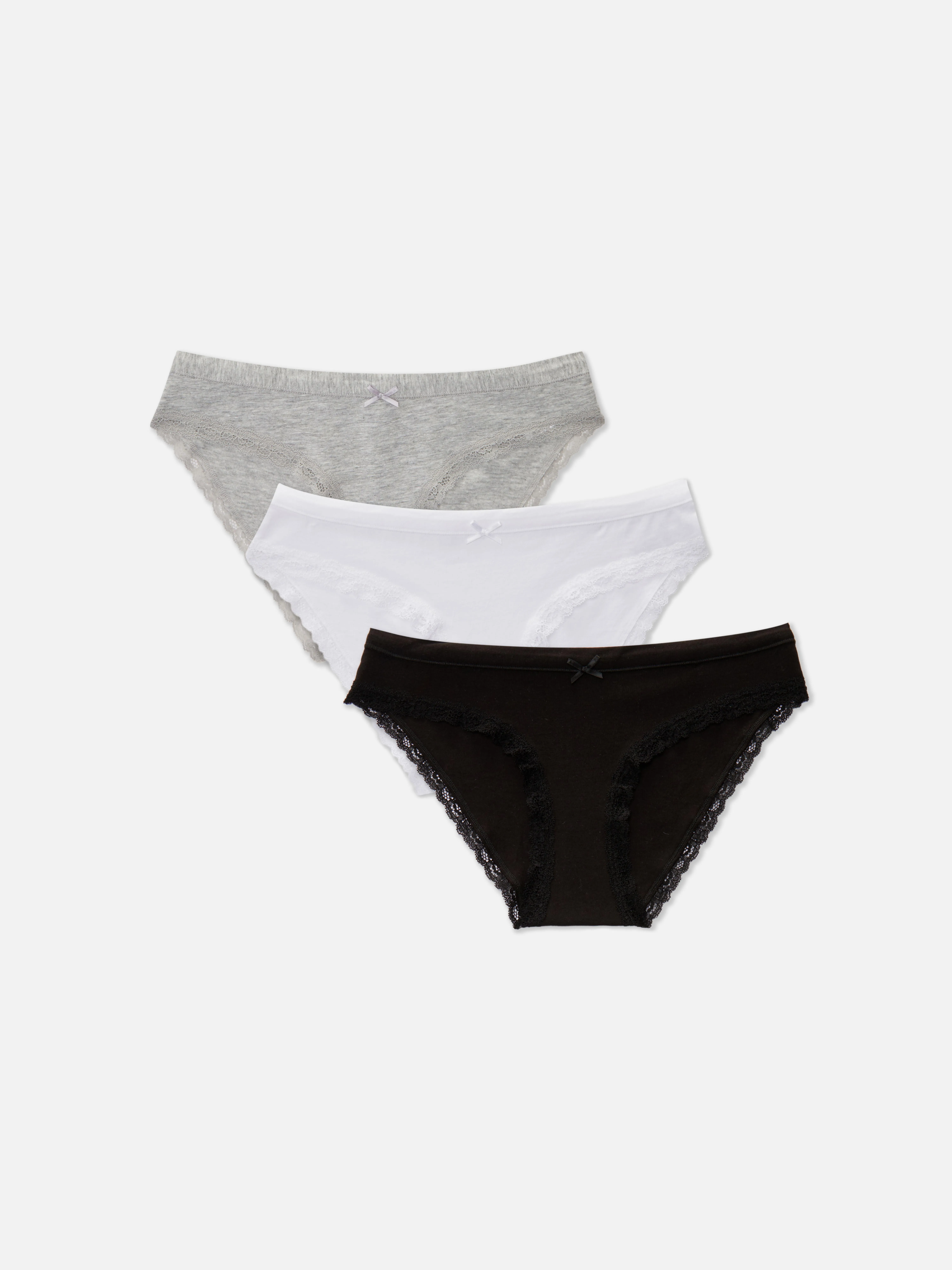 Pack de 3 braguitas mini con ribete de encaje
