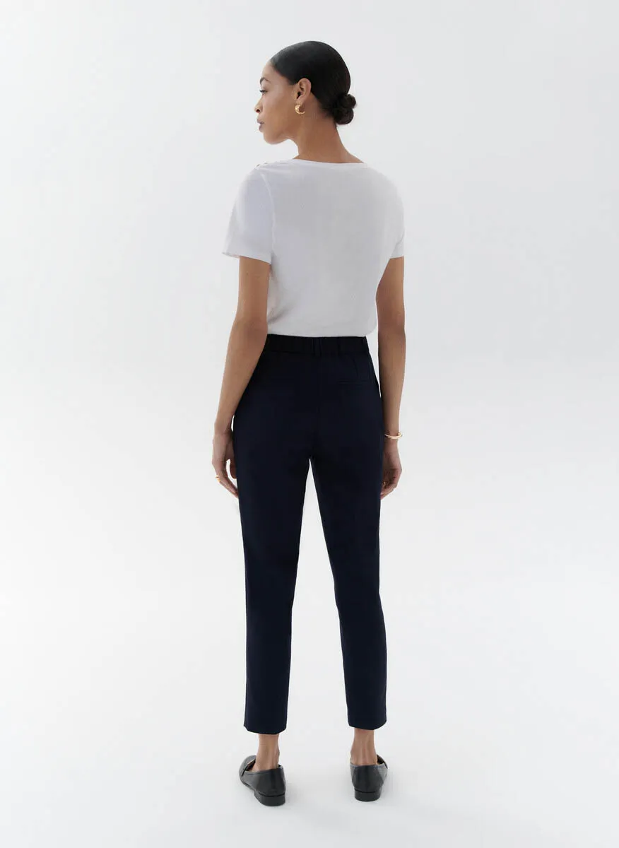 PALLAN  PANTALóN PITILLO DE MEZCLA DE LINO EN AZUL