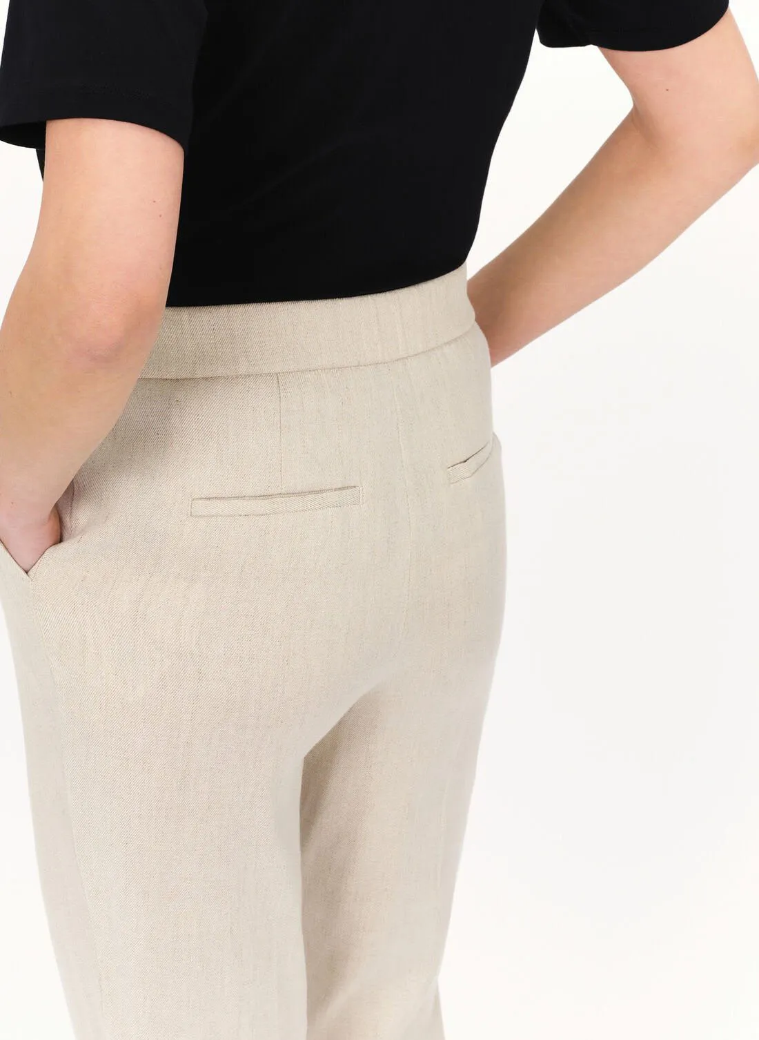 PALLAN  PANTALóN PITILLO DE MEZCLA DE LINO EN BEIGE