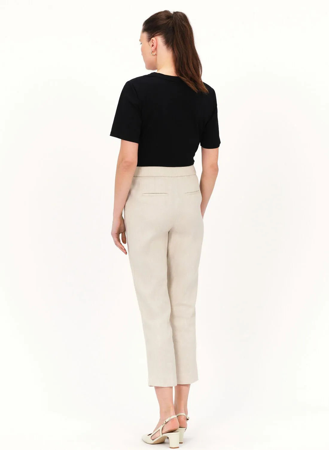 PALLAN  PANTALóN PITILLO DE MEZCLA DE LINO EN BEIGE