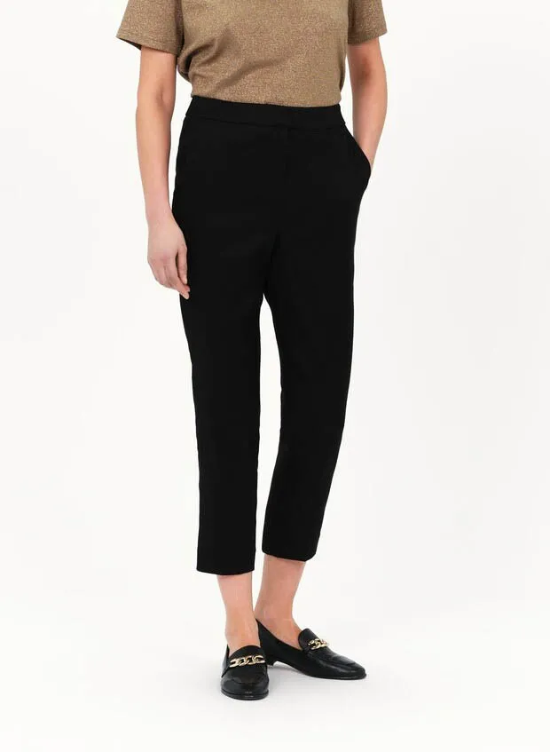 PALLAN  PANTALóN PITILLO DE MEZCLA DE LINO EN NEGRO