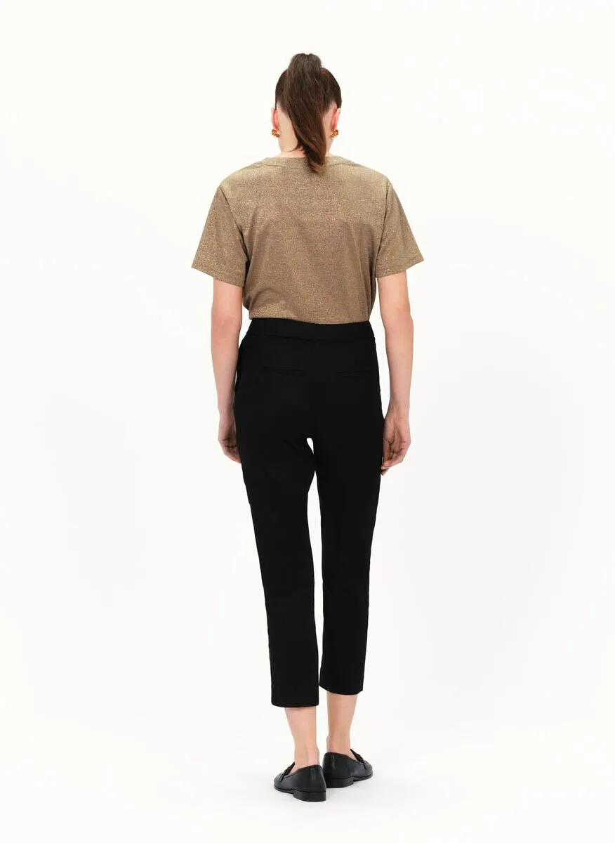 PALLAN  PANTALóN PITILLO DE MEZCLA DE LINO EN NEGRO