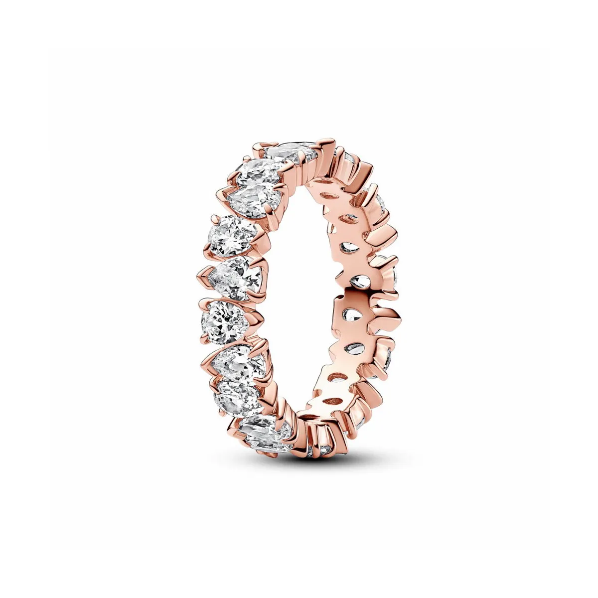 PANDORA ANILLO BANDA BRILLANTE ALTERNA BAñO ORO 14K  PANDORA