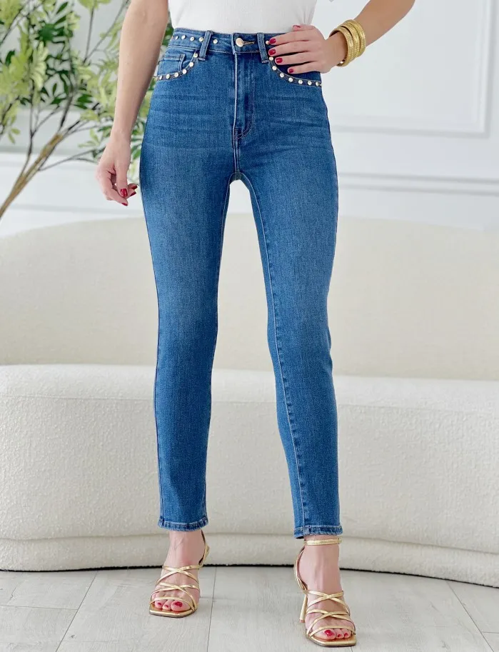 Pantalon Denim Tachuelas