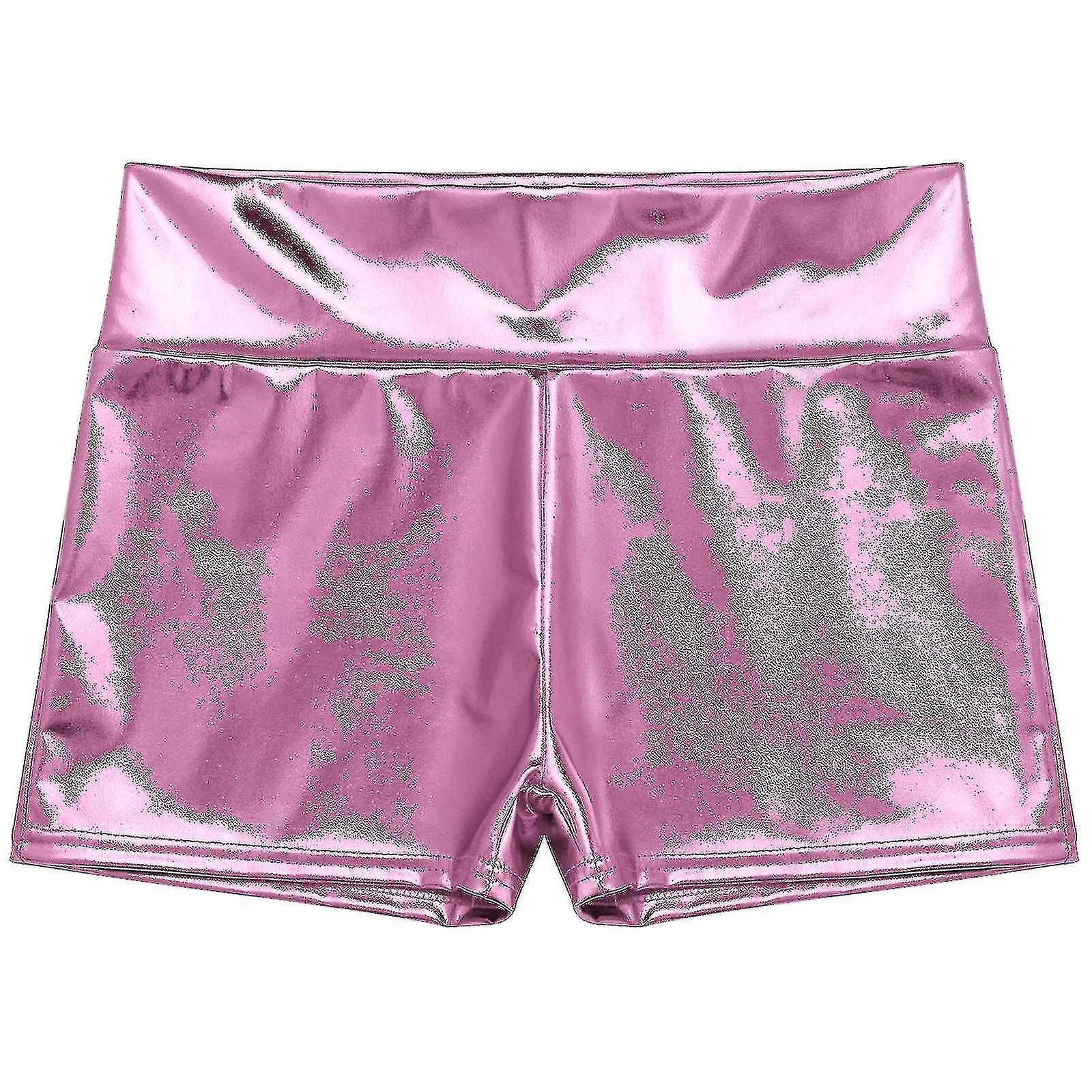 Pantalones cortos de pole dance para mujer cintura alta metalizado brillante pantalones cortos de charol entrenamiento rave part