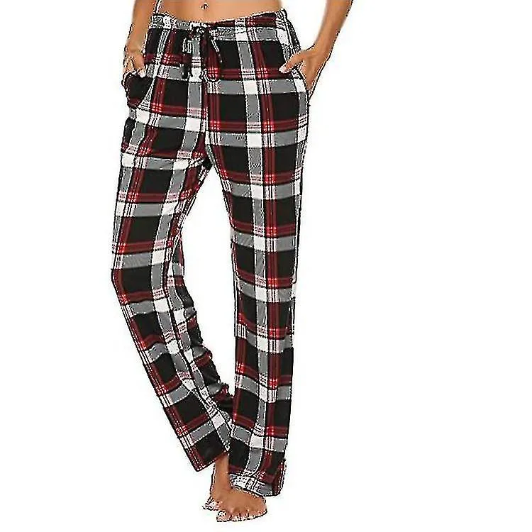 Pantalones de pijama para hombre con bolsillos, pantalones de pijama de franela suave a cuadros para hombres