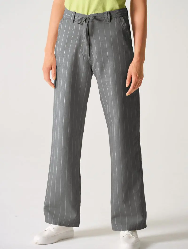 Pantalón marlene de raya diplomática de cáñamo y algodón orgánico