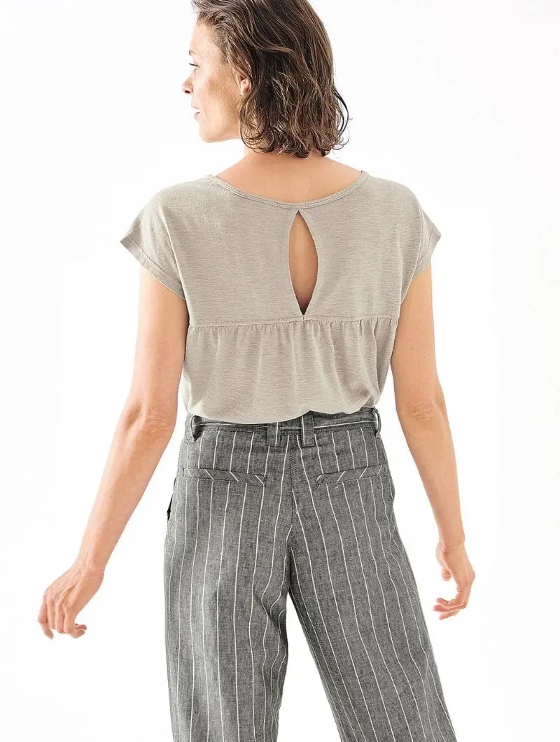 Pantalón marlene de raya diplomática de cáñamo y algodón orgánico