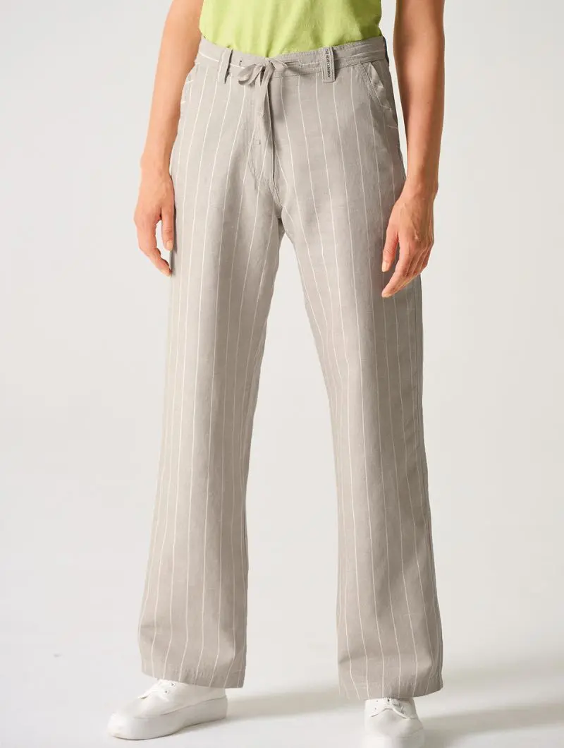 Pantalón marlene de raya diplomática de cáñamo y algodón orgánico