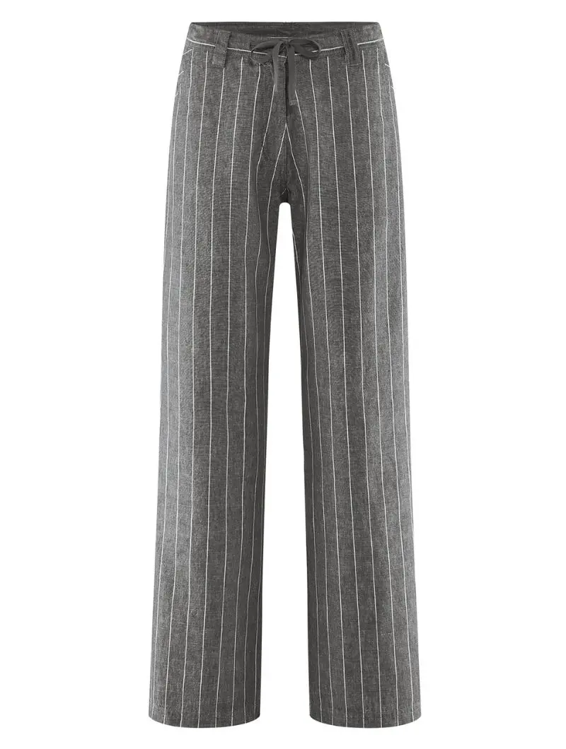 Pantalón marlene de raya diplomática de cáñamo y algodón orgánico