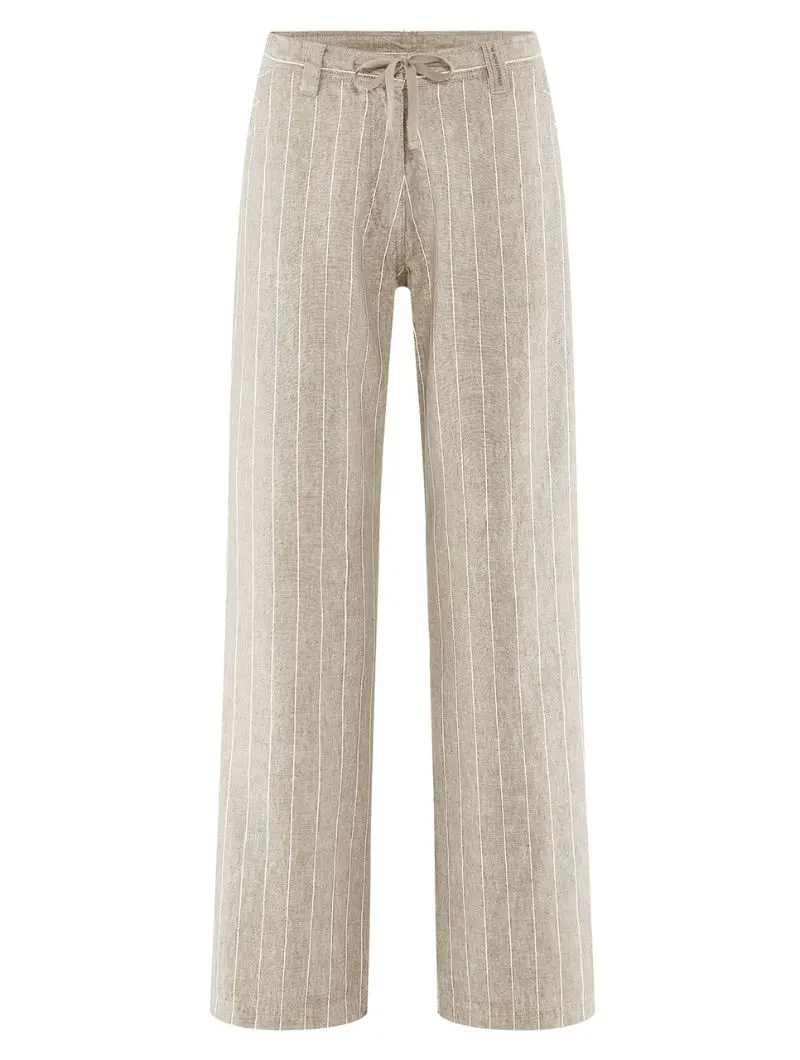 Pantalón marlene de raya diplomática de cáñamo y algodón orgánico