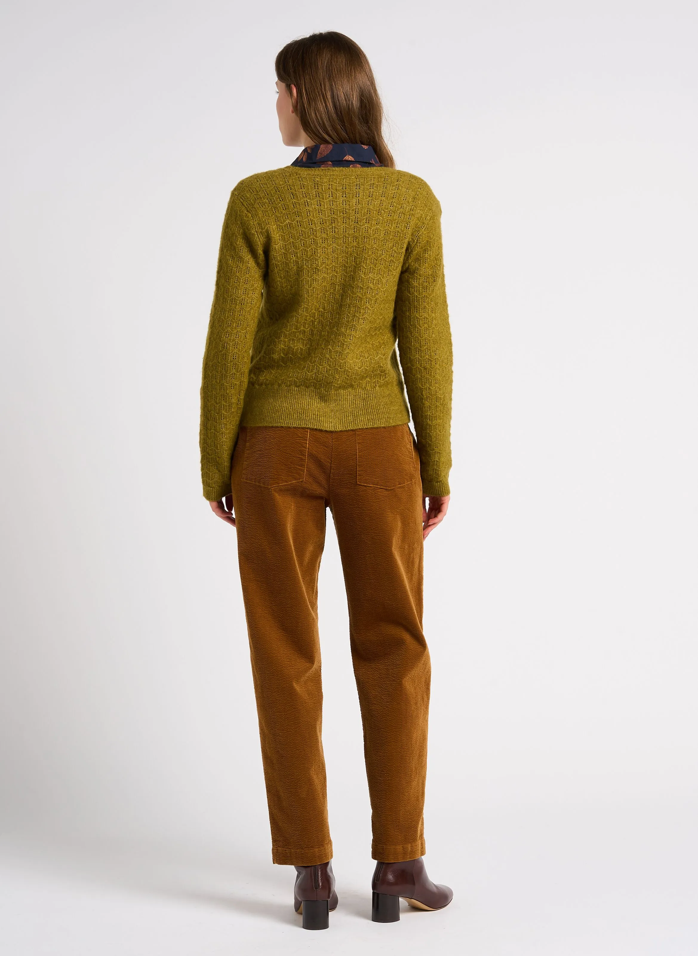 Pantalón zanahoria de algodón mezclado en marron