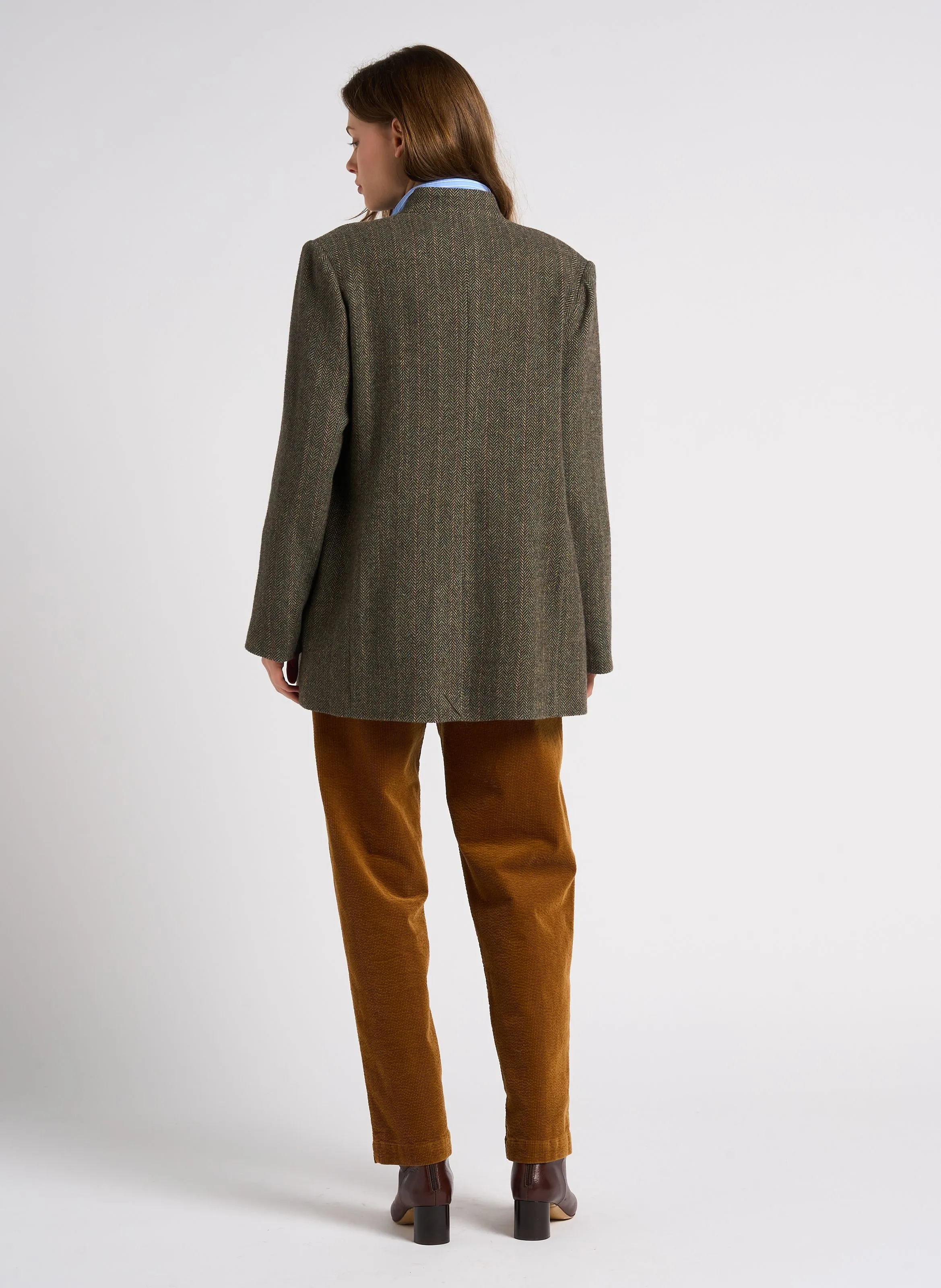 Pantalón zanahoria de algodón mezclado en marron