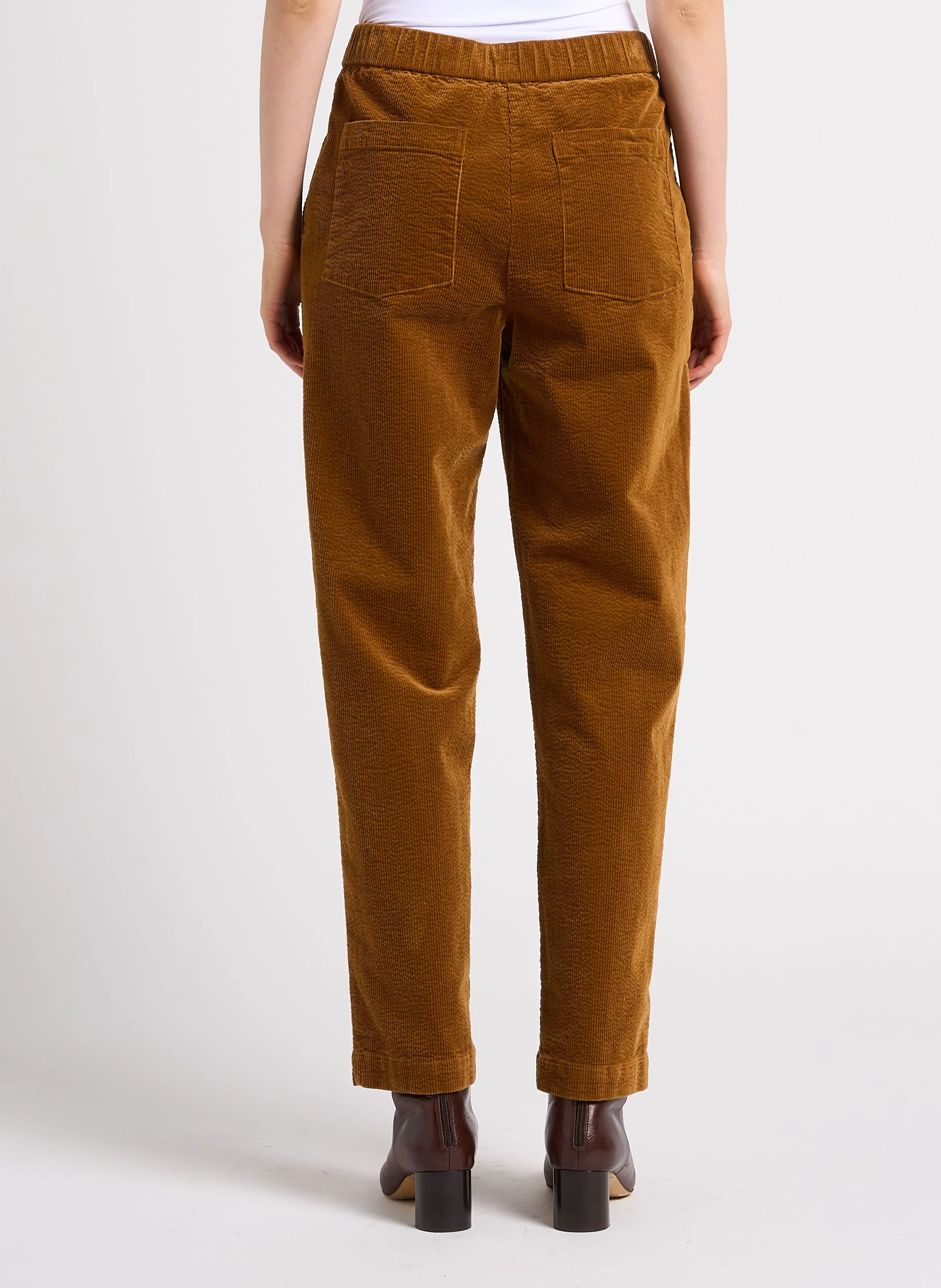 Pantalón zanahoria de algodón mezclado en marron