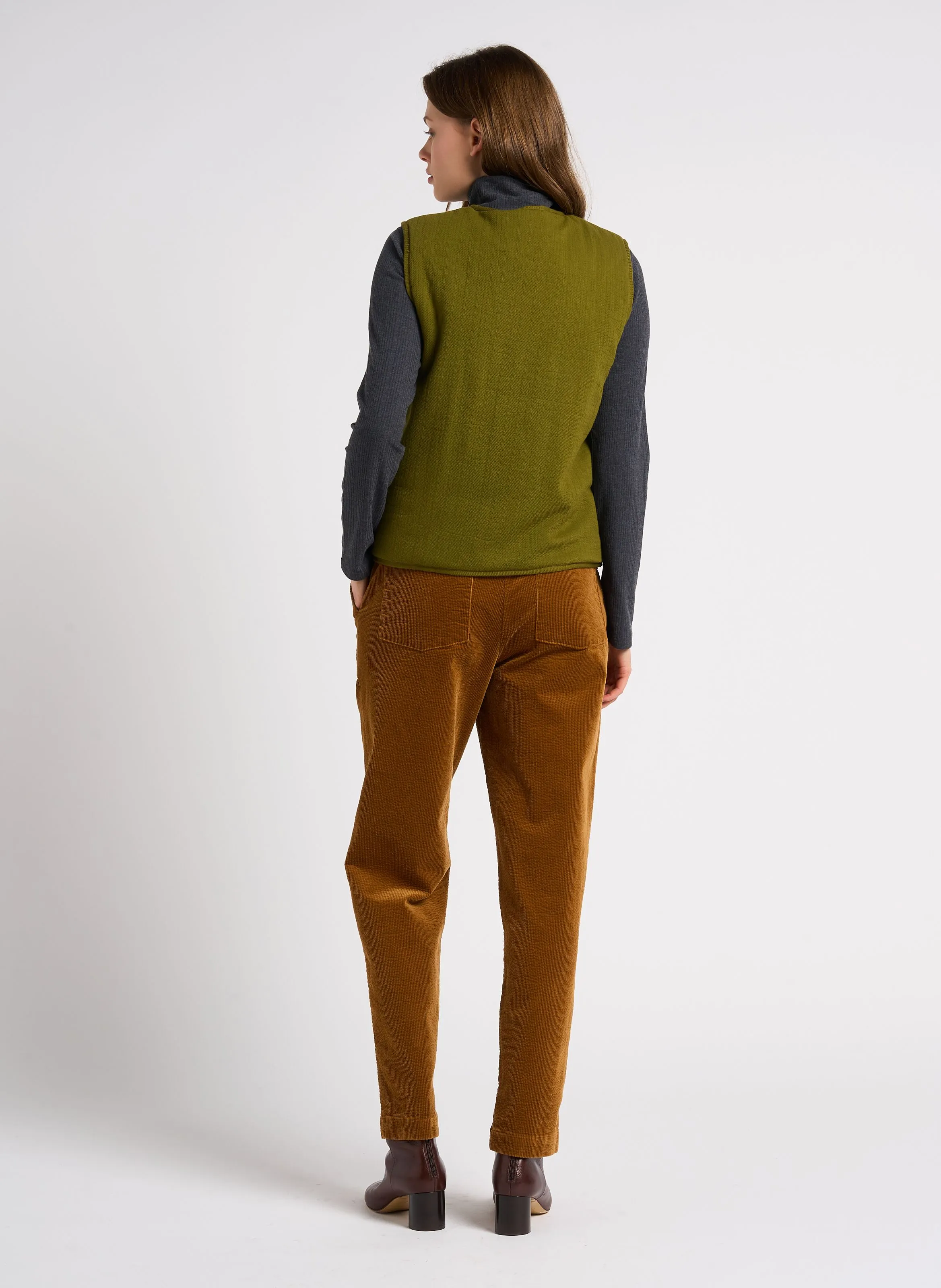 Pantalón zanahoria de algodón mezclado en marron