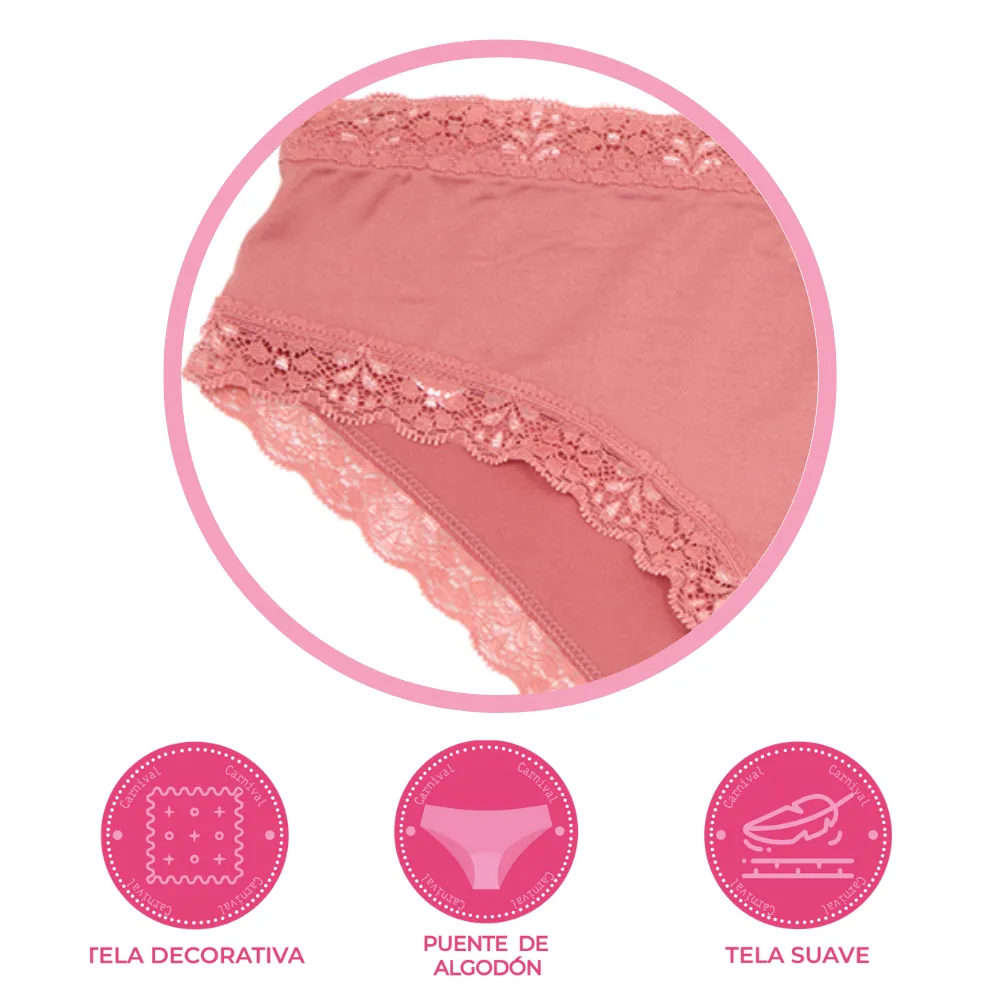 Panty coordinable de corte hipster con detalles de encaje terracota 74517 Carnival