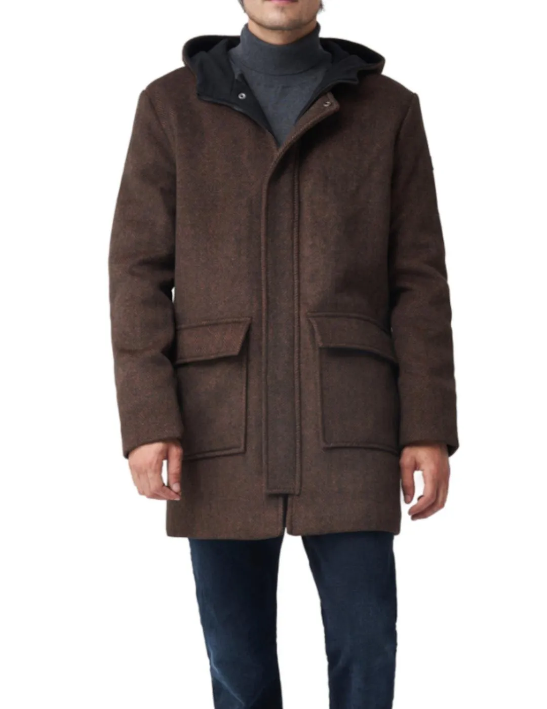 PARKA DE PAñO MARRóN DE SALSA PARA HOMBRE Z