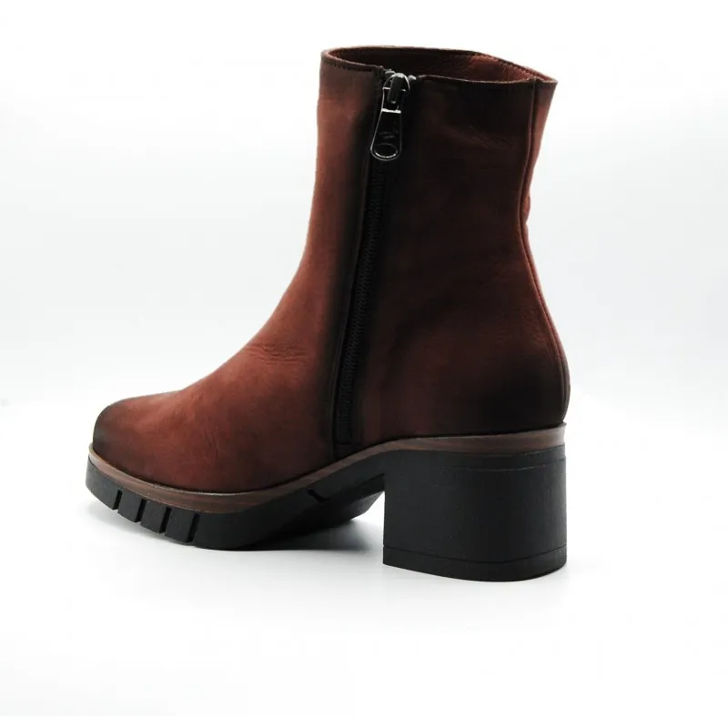PAULA URBAN 111143 NEGRO Y GRANATE BOTíN LISO MEDIO TACóN MUJER