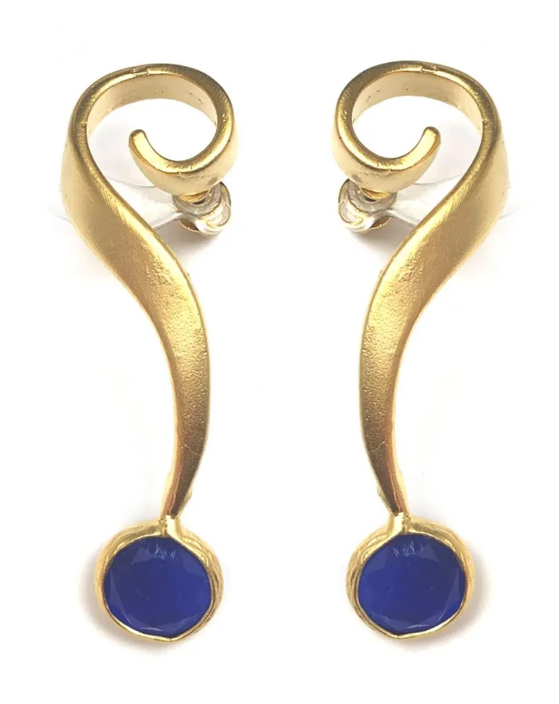 PENDIENTES AZULONES CON ORIGINAL DISEÑO ONDULADO EN MATE
