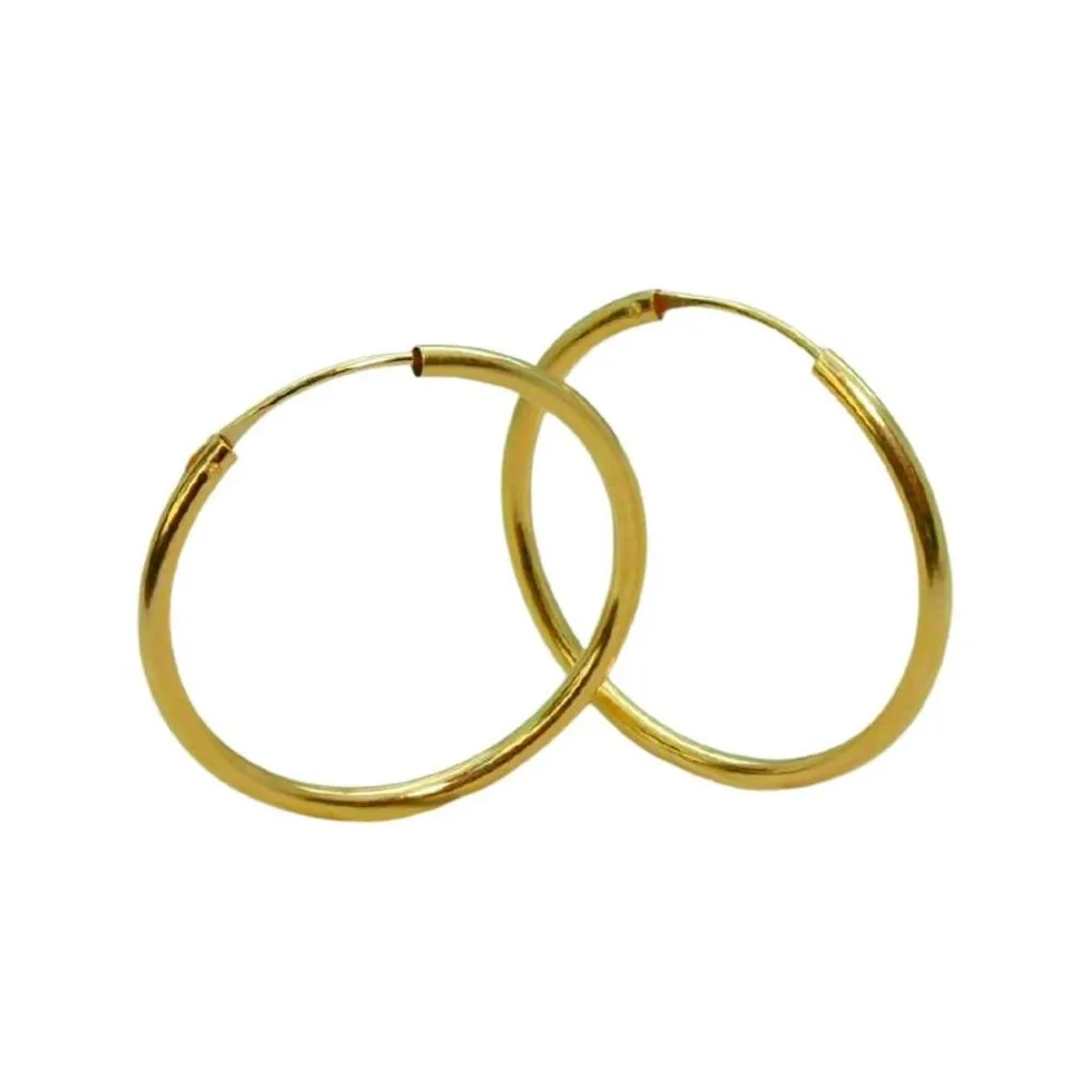 Pendientes de aro de oro de ley de 30mm de diámetro