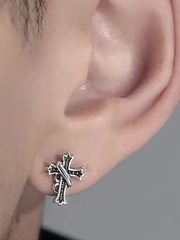 Pendientes de cruz vintage para hombre