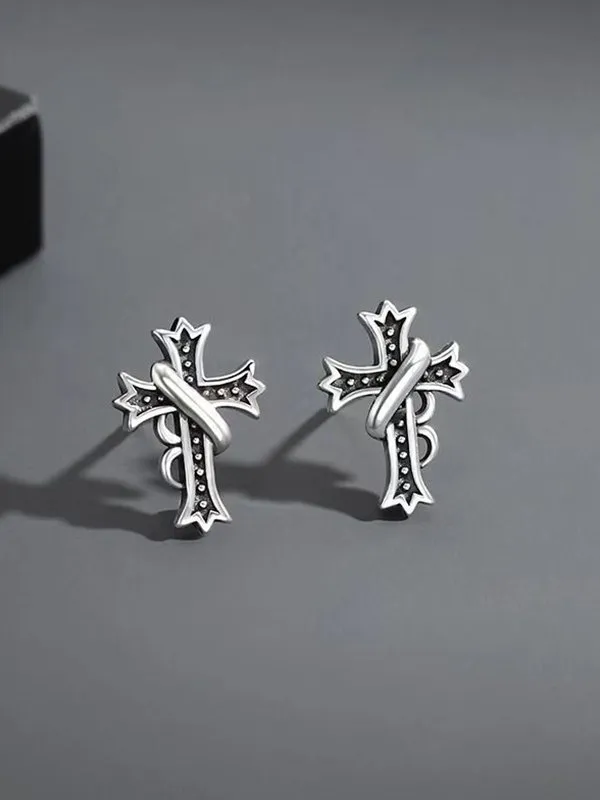 Pendientes de cruz vintage para hombre