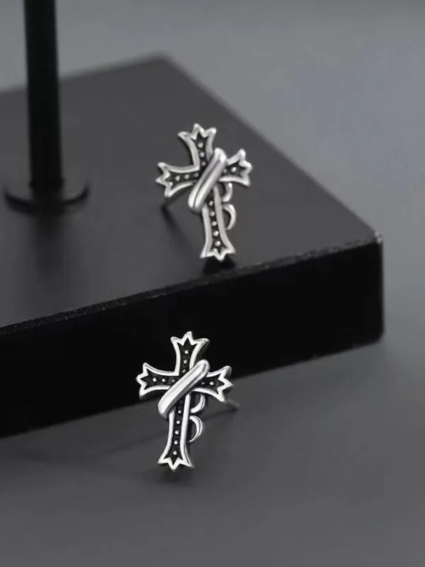 Pendientes de cruz vintage para hombre