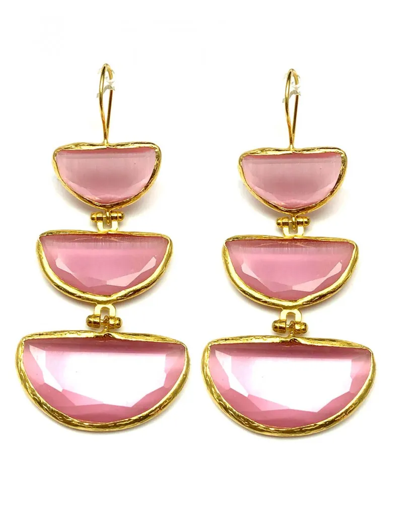 PENDIENTES LARGOS ROSAS PRECIOSO DISEÑO EXCLUSIVO CON PIEDRAS