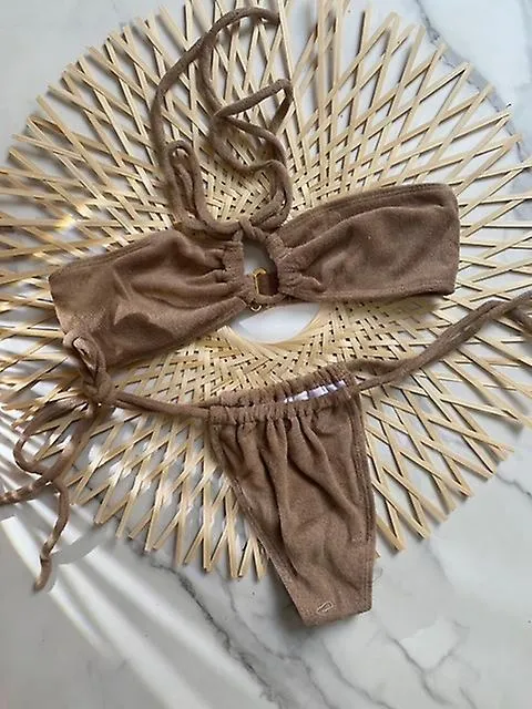 Personalizado DIY Biquini Más Nuevo Sexy Inspirado Diseñador Traje De Baño bikini Tela Toalla Café Trajes De Baño Rosa Niñas S ~