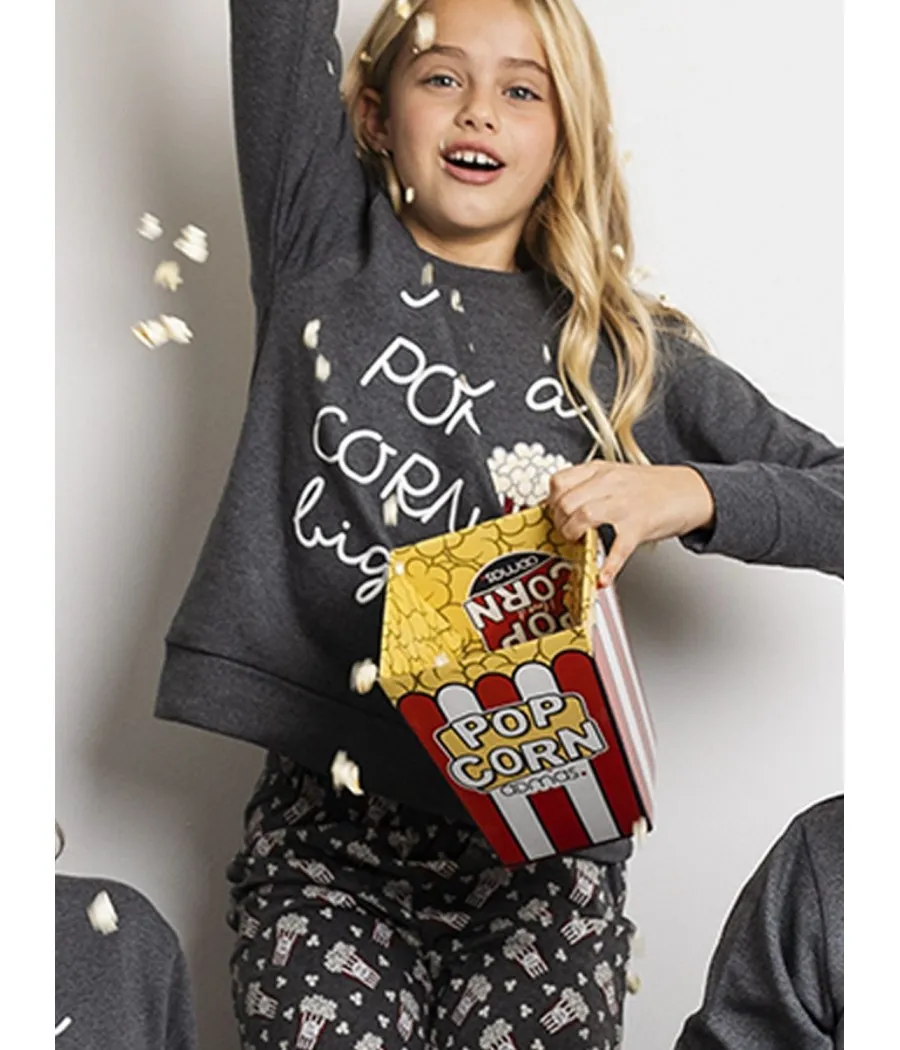 Pijama niña invierno Admas Familiar Tween Pop Corn gris