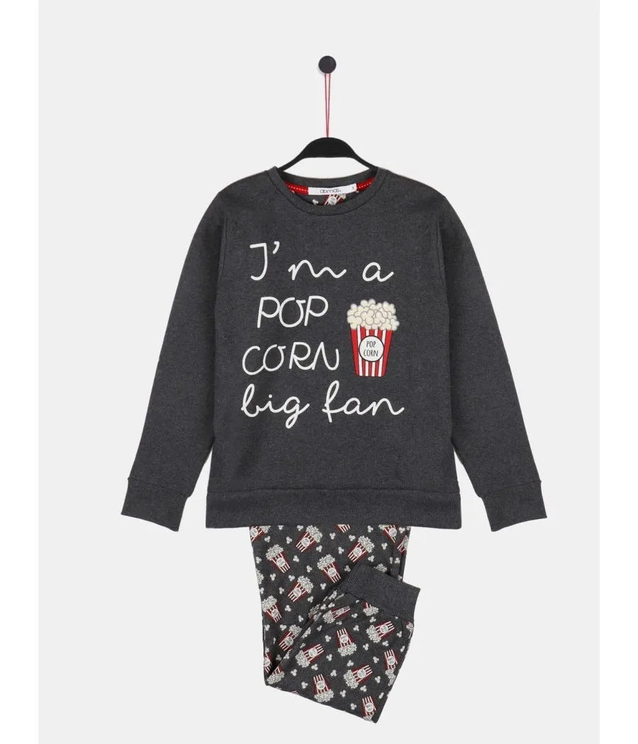 Pijama niña invierno Admas Familiar Tween Pop Corn gris