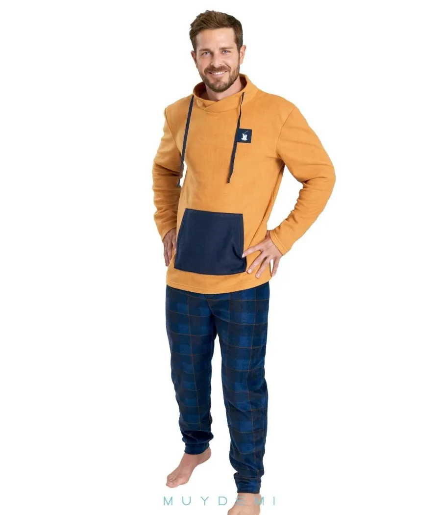 Pijama térmico hombre Muidemi Homewear mostaza Micropolar