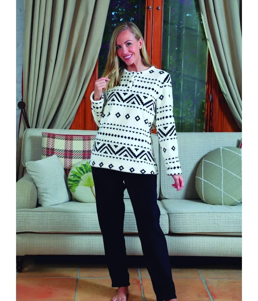Pijama térmico invierno mujer Blanca Hernández blanco negro coralina