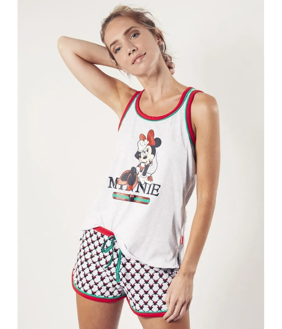 Pijama verano mujer Disney Minnie Cool gris algodón