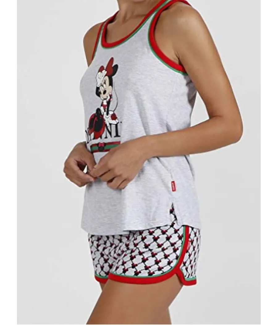 Pijama verano mujer Disney Minnie Cool gris algodón