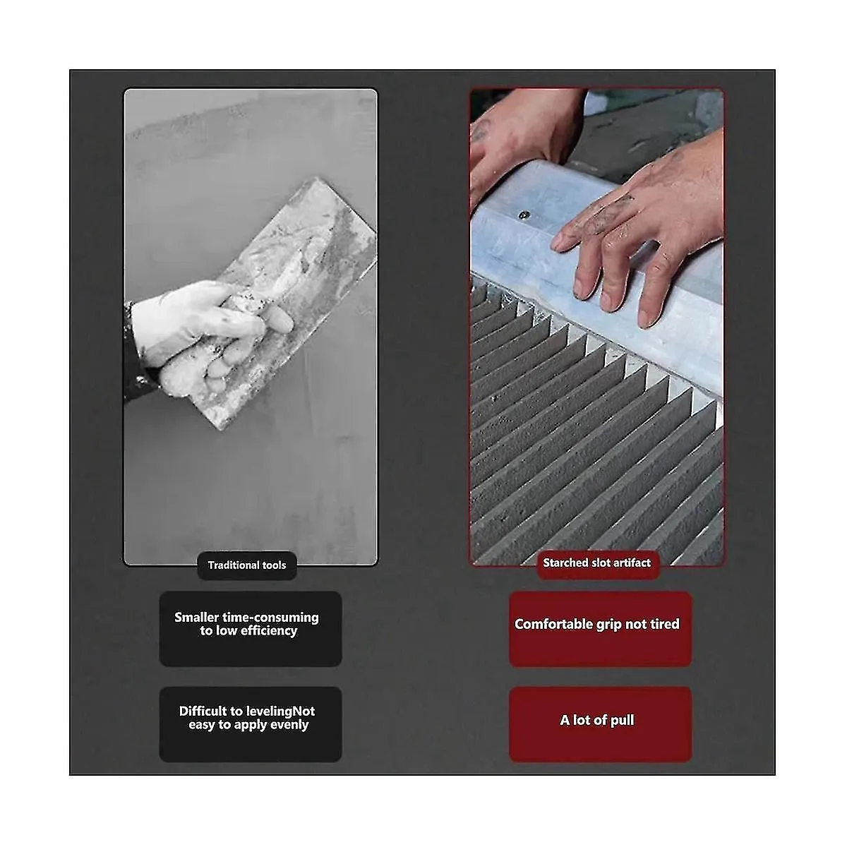 Plastering Trowel Triangular Trowel 10mm Eye 600mm Long Stainless Steel Adhesive / Mortar Tile Tool