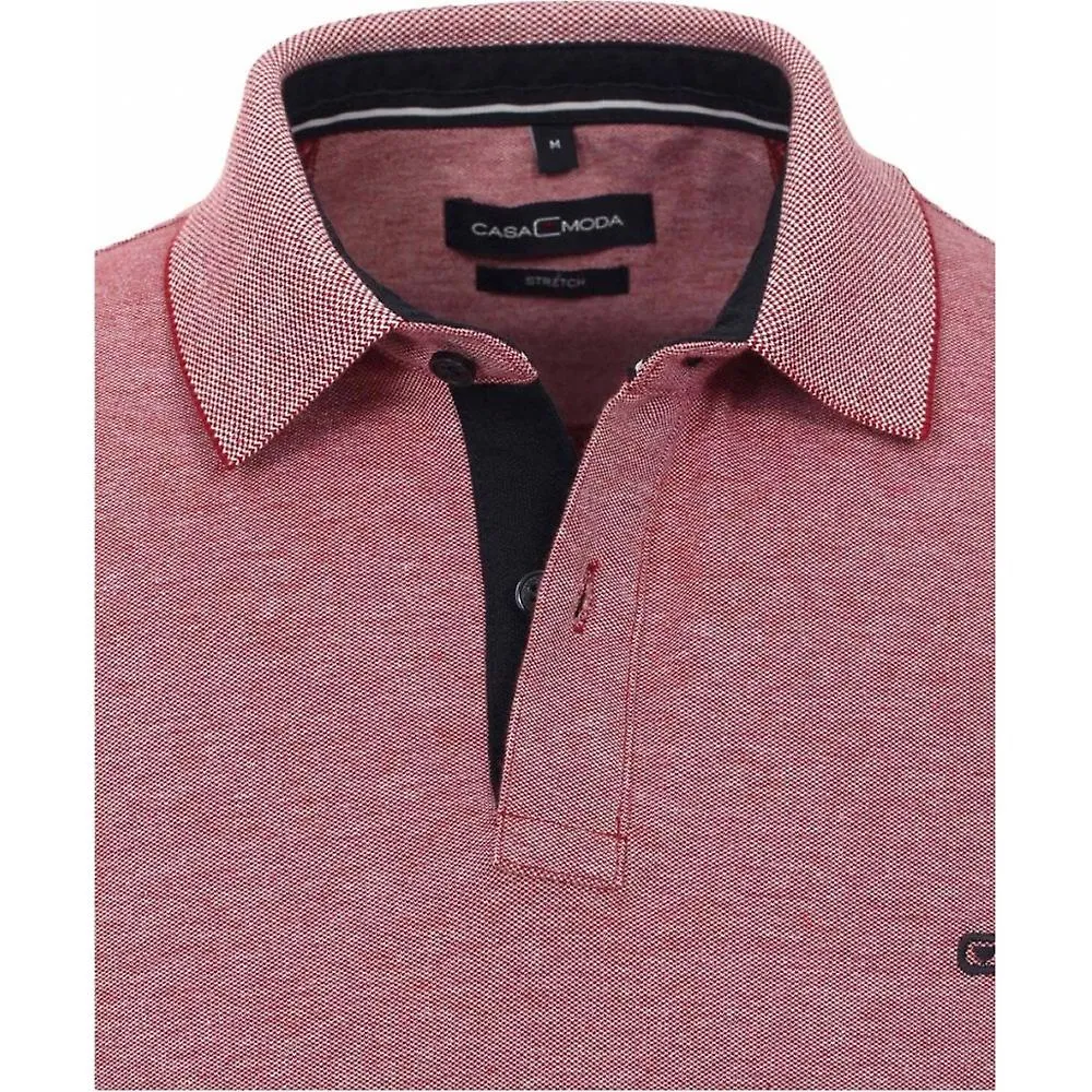 Polo de algodón liso elástico de talla grande para hombre CASA MODA Casa Moda para hombre con cuello en contraste