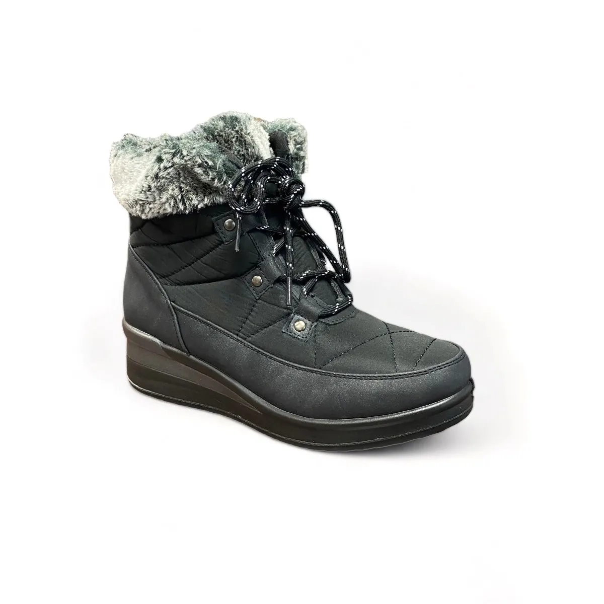Rebajas Mysoft bota cuña pelo acolchado negra 22m572